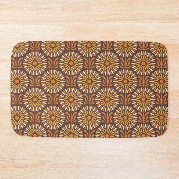 Item preview, KF 0314 D - Vintage Retro Daisy 70s Floral Pattern in Brown Orange Cream designed and sold by KhakiFinch.