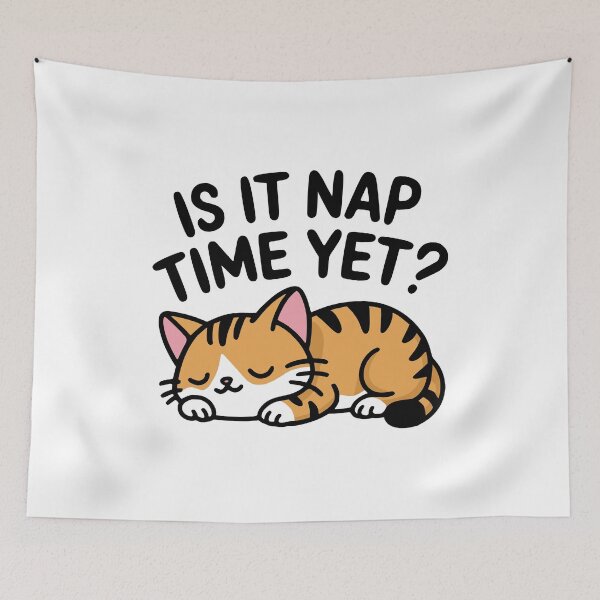 Item preview, Is It Nap Time Yet? Cute Sleeping Cat Pun designed and sold by PMCreative.
