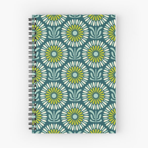 Item preview, KF 0314 C - Vintage Retro Daisy 70s Floral Pattern in Green Teal Cream designed and sold by KhakiFinch.