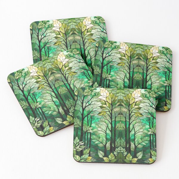 Item preview, Lush green stained glass forest designed and sold by NolineXpression.