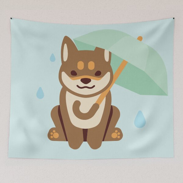 Item preview, Shiba with umbrella designed and sold by MINIMOillu.