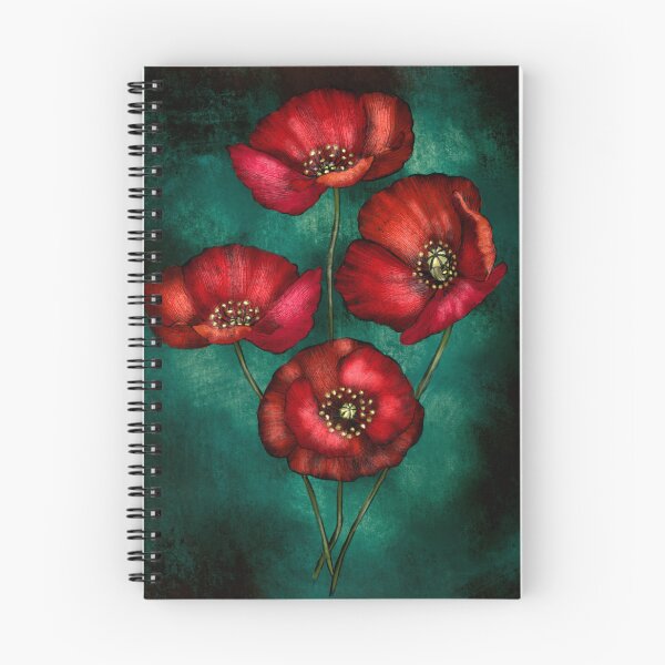 Item preview, Red Poppies on Dark Green designed and sold by KoukaDesigns by Ali Sale.