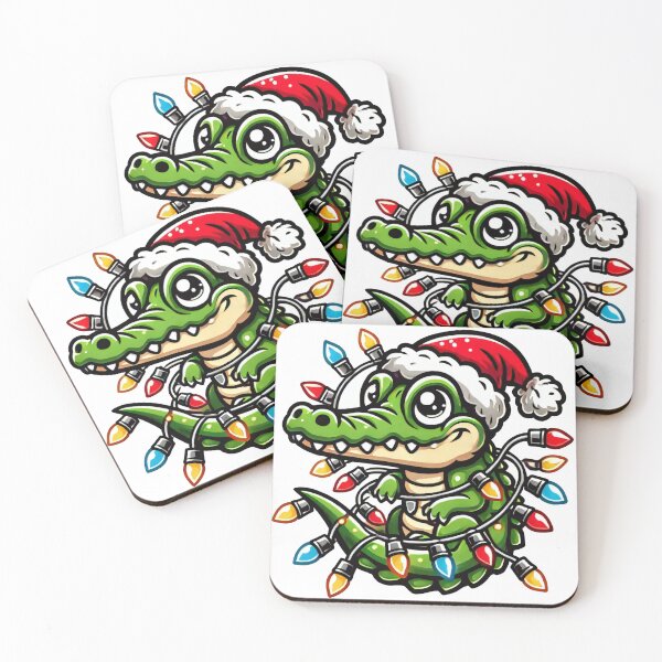 Item preview, Christmas Crocodile with Santa Hat and Holiday Lights designed and sold by lubushop1.