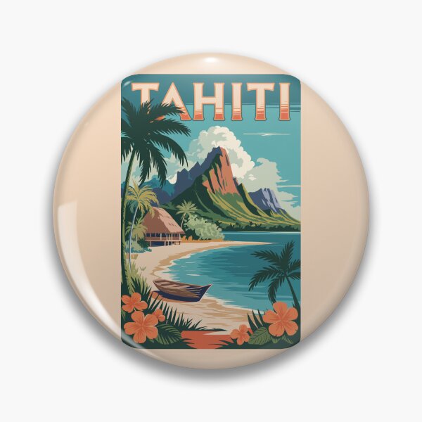 Item preview, Tahiti French Polynesia Illustration Travel Art Vintage designed and sold by KrisSidDesigns.