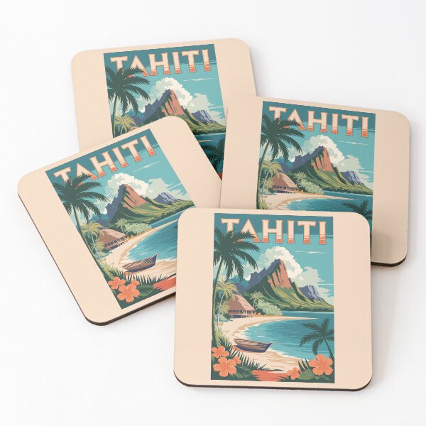 Item preview, Tahiti French Polynesia Illustration Travel Art Vintage designed and sold by KrisSidDesigns.