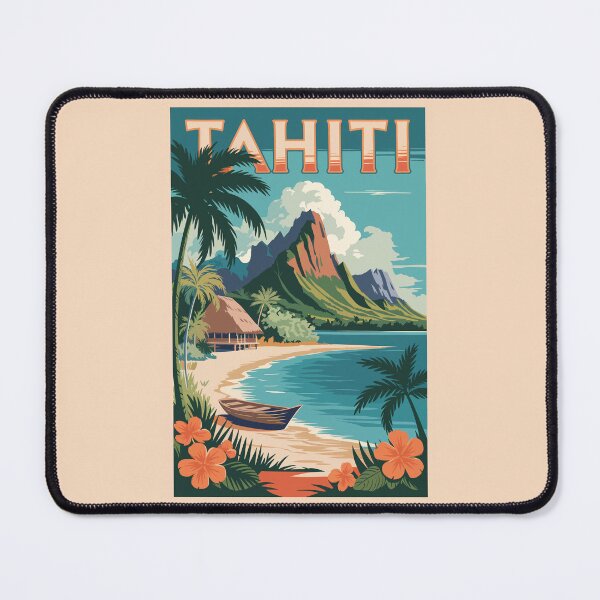 Item preview, Tahiti French Polynesia Illustration Travel Art Vintage designed and sold by KrisSidDesigns.