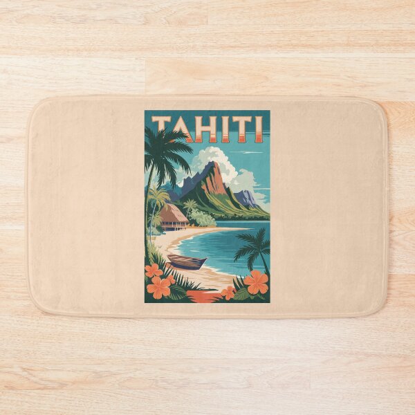 Item preview, Tahiti French Polynesia Illustration Travel Art Vintage designed and sold by KrisSidDesigns.