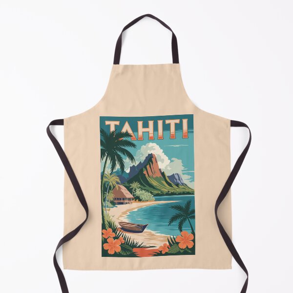 Item preview, Tahiti French Polynesia Illustration Travel Art Vintage designed and sold by KrisSidDesigns.