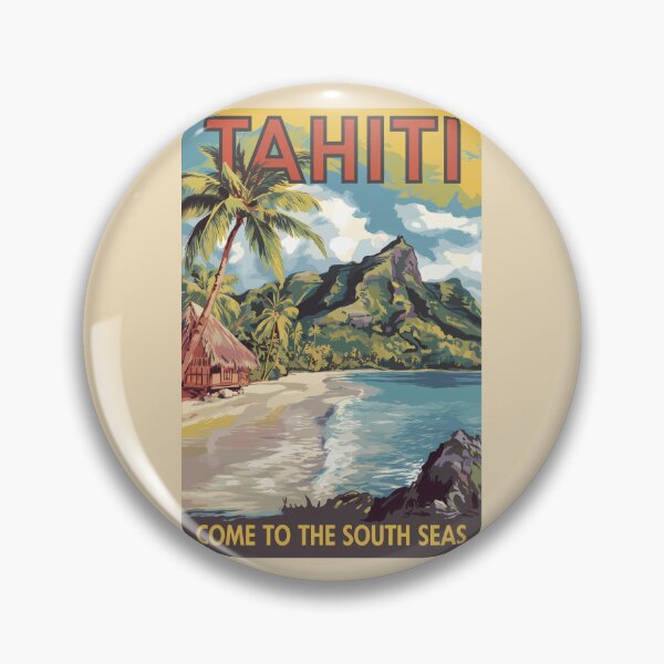 Item preview, Tahiti French Polynesia Painterly Travel Art Vintage designed and sold by KrisSidDesigns.