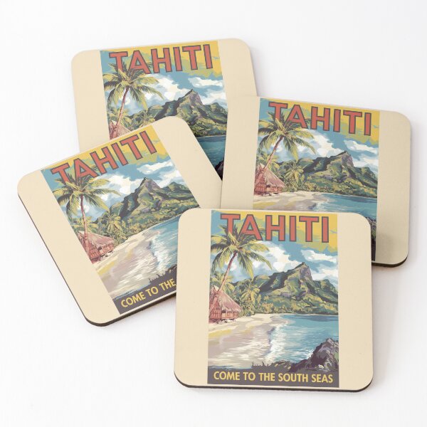 Item preview, Tahiti French Polynesia Painterly Travel Art Vintage designed and sold by KrisSidDesigns.