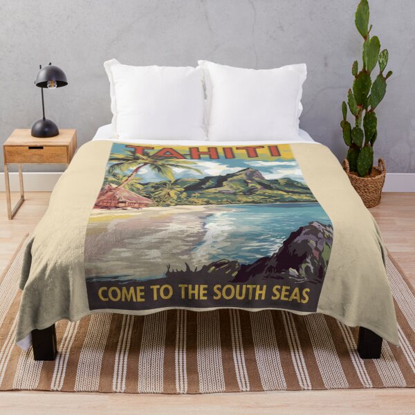 Item preview, Tahiti French Polynesia Painterly Travel Art Vintage designed and sold by KrisSidDesigns.