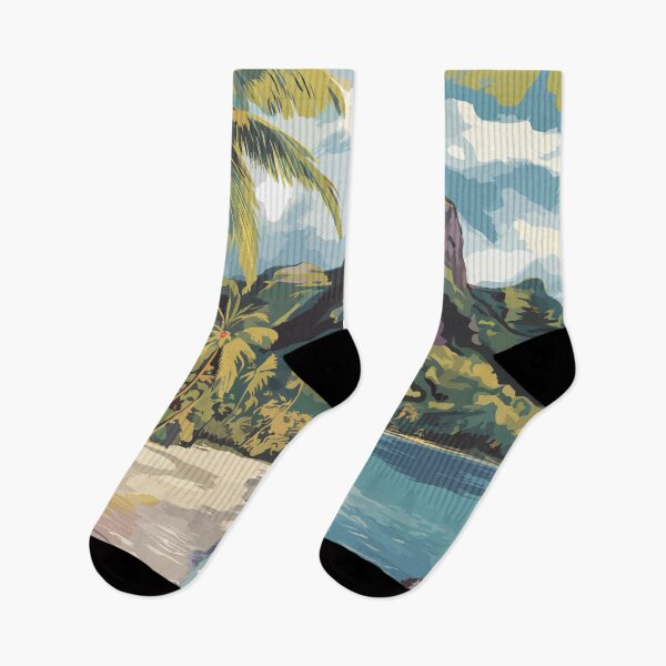 Item preview, Tahiti French Polynesia Painterly Travel Art Vintage designed and sold by KrisSidDesigns.