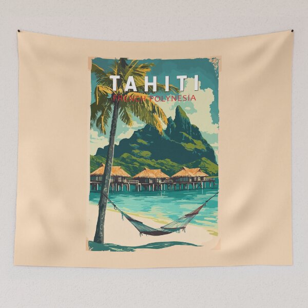 Item preview, Tahiti Illustration Travel Art Vintage designed and sold by KrisSidDesigns.