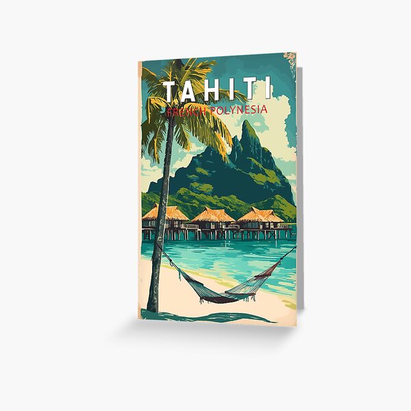 Artikel-Vorschau von Tahiti Illustration Reisekunst Vintage, designt und verkauft von KrisSidDesigns.