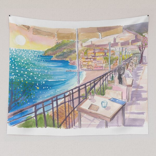 Item preview, Amalfi Seaview Cafe Overlooking the Gulf of Salerno designed and sold by artshop77.