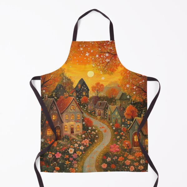 Item preview, Autumn Nights, Folk Art Autumn Scene, Floral Art designed and sold by Neika Shimm Designs.
