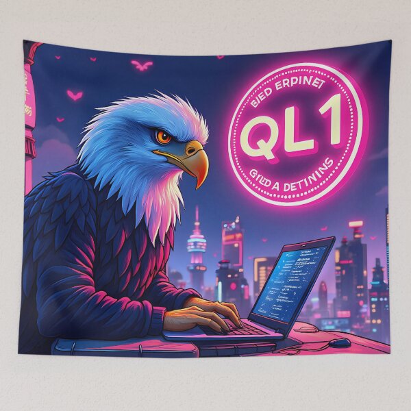 Item preview, QL1 Eagle over neon background designed and sold by Foxx-One.