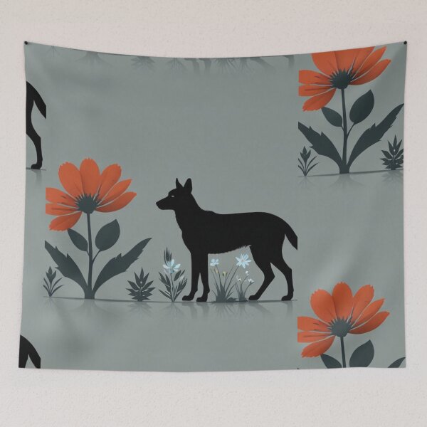 Item preview, Dog staring at colourful plant designed and sold by Josejuju.