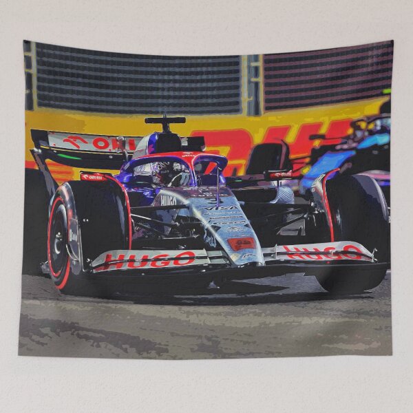 Item preview, Daniel Ricciardo racing his 2024 F1 car during the Singapore Grand Prix watercolor designed and sold by Rodissimus1984.