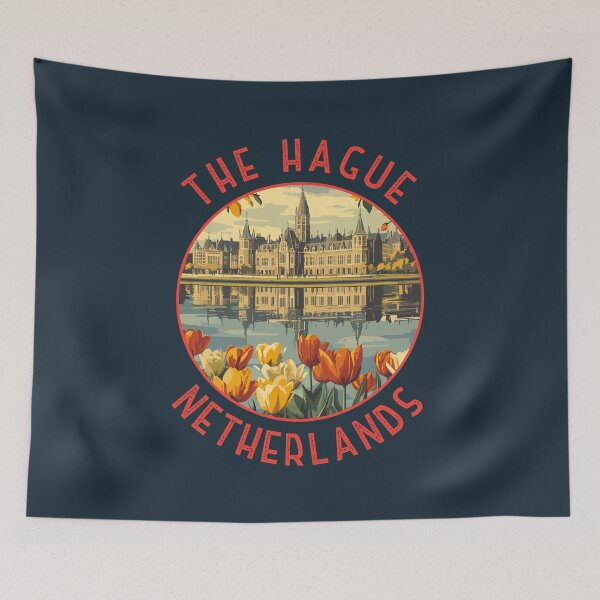 Item preview, The Hague Netherlands Retro Distressed Circle designed and sold by KrisSidDesigns.