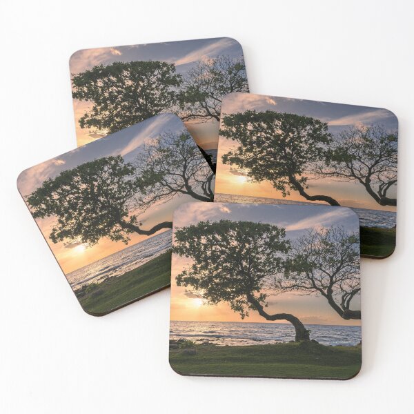 Item preview, Coastal sunset with tree silhouettes designed and sold by amcimages.
