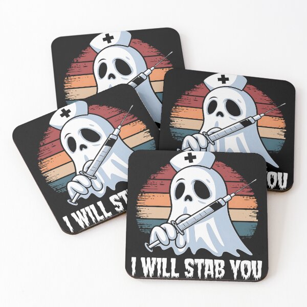 Item preview, I will stab you t shirt, Ghost Nurse Halloween Vintage designed and sold by Hotshots Design.