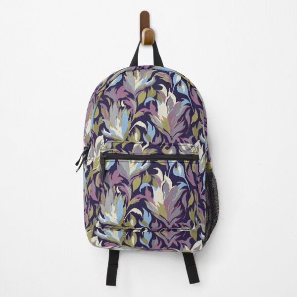 Item preview, Flowers abstract brush strokes olive green purple blue designed and sold by Alessandro Remo Mazzoni Remotextiles.