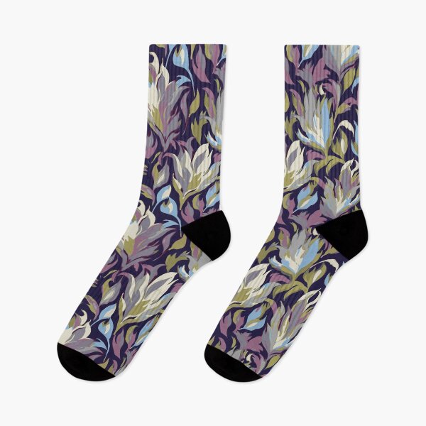 Item preview, Flowers abstract brush strokes olive green purple blue designed and sold by Alessandro Remo Mazzoni Remotextiles.