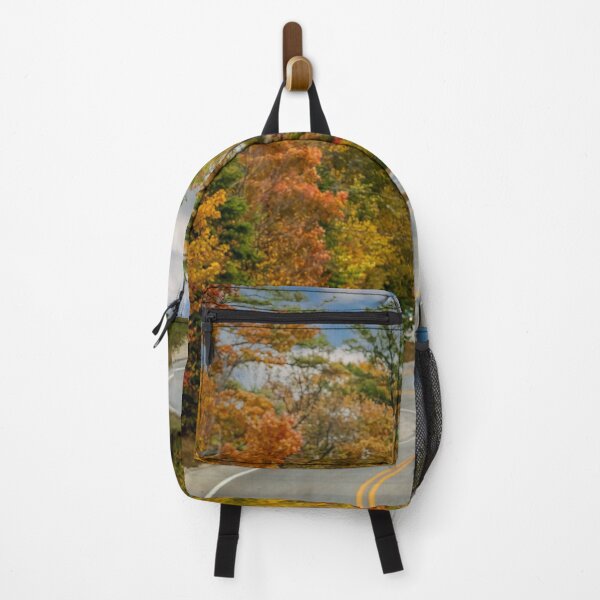 Item preview, Curvy Road with colorful Autumn trees and cloudy blue sky designed and sold by amcimages.