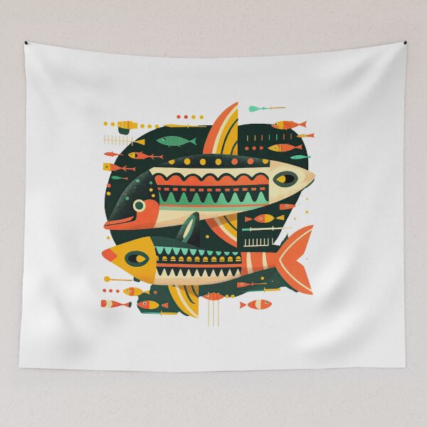 Aperçu de l'œuvre Autocollant T-shirt Design : SHOAL OF FISH créée et vendue par ForeverPrintsOK.