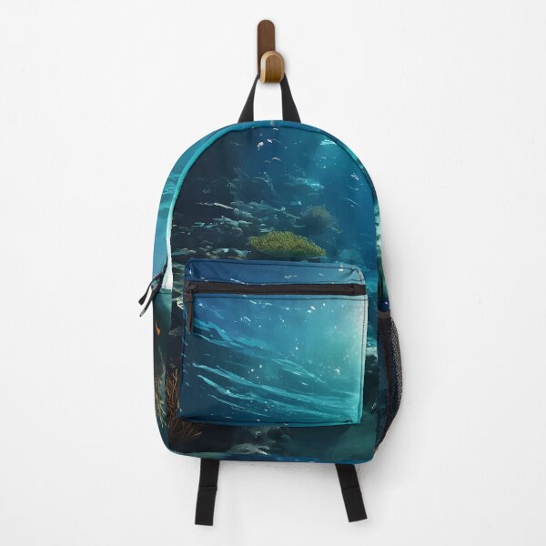 Item preview, THE SEABED LANDSCAPE / Gift items and personal use / Blue Landscape, Nature, Sea, Plants, Trees, Rocks, Water, Aquamarine, Brown, Art designed and sold by LumDesignArt.