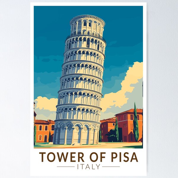 Item preview, Tower of Pisa Italy Travel Art Vintage designed and sold by KrisSidDesigns.