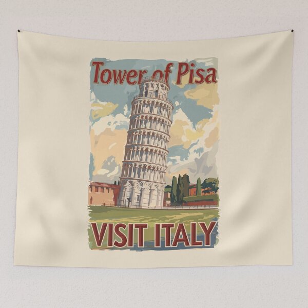 Item preview, Tower of Pisa Italy Painterly Travel Art Vintage designed and sold by KrisSidDesigns.
