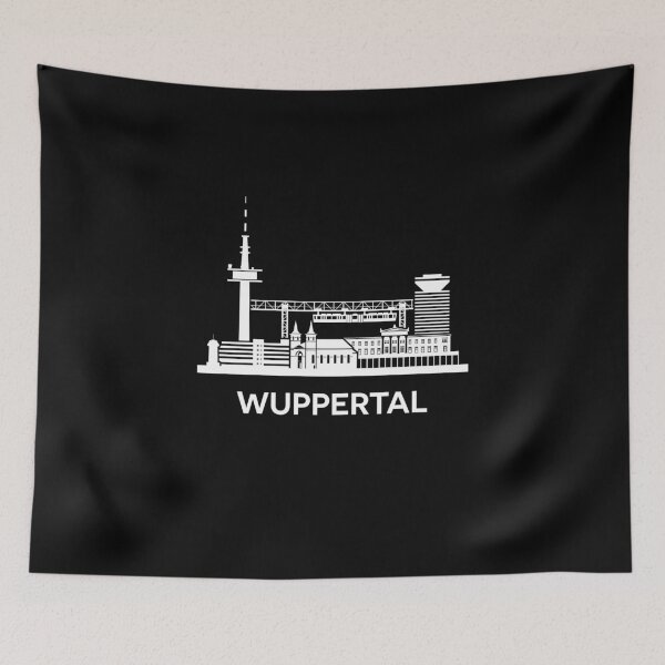 Item preview, Silueta del horizonte de Wuppertal en blanco designed and sold by strixvariaart.