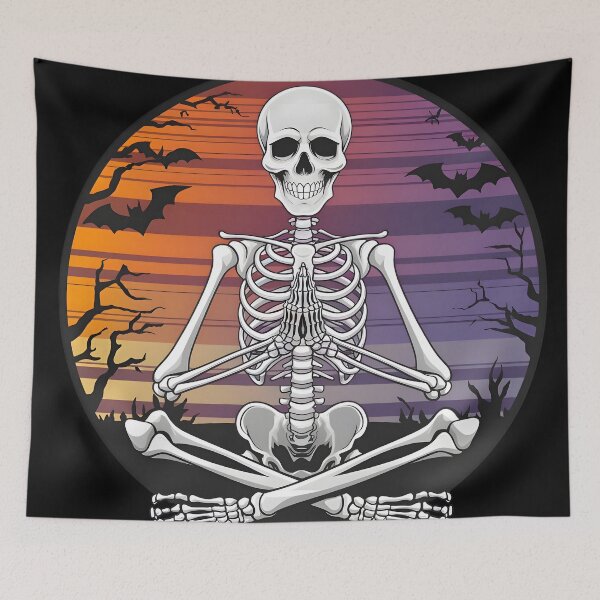 Item preview, anime meditating skeleton designed and sold by NextDoorShoop.