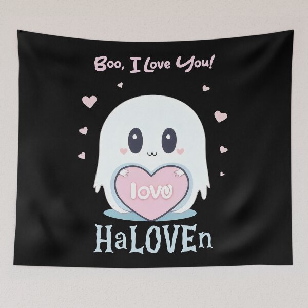 Item preview, Adorable Ghost Holding Heart – "Boo, I Love You!" HaLOVEn Design designed and sold by Prime-Studio.