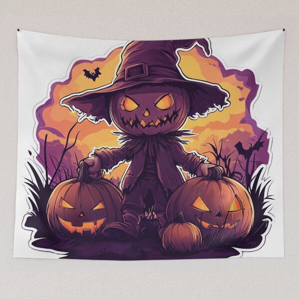Item preview, Scarecrow holding pumpkins designed and sold by karolgart.
