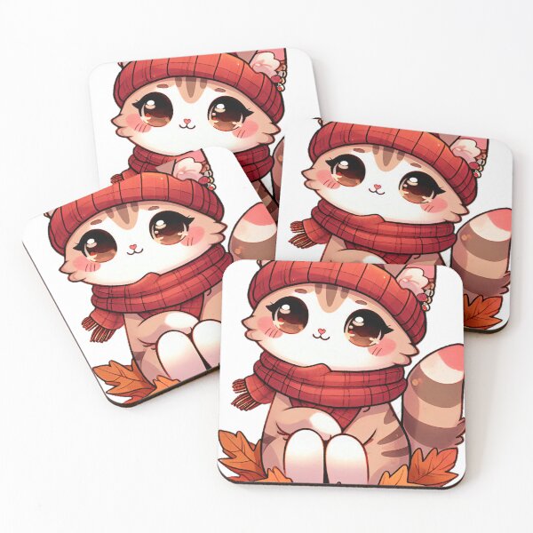 Item preview, Kawaii Cat with Cozy Autumn Vibes for Cat Lovers designed and sold by LEYLA Hunter.