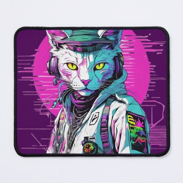 Item preview, Neon Cyberpunk Warrior Cat designed and sold by WILD-WILD-CAT.