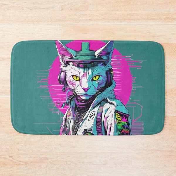 Item preview, Neon Cyberpunk Warrior Cat designed and sold by WILD-WILD-CAT.