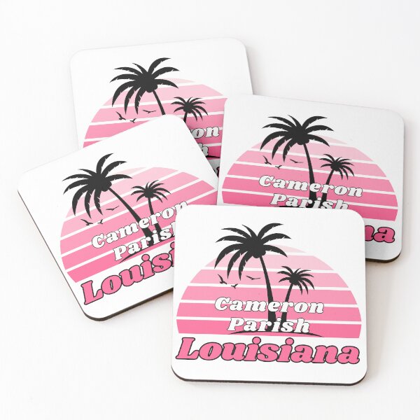 Item preview, Retro Cool Cameron Parish Beach Louisiana Palm Tree at Sunset Souvenirs designed and sold by karmdaf.