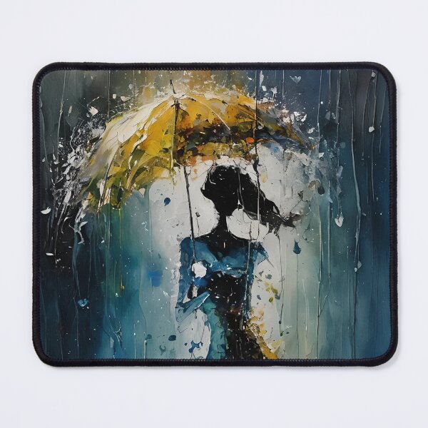 Item preview, Abstraction Woman with Yellow Umbrella in Rain designed and sold by kjp-design.