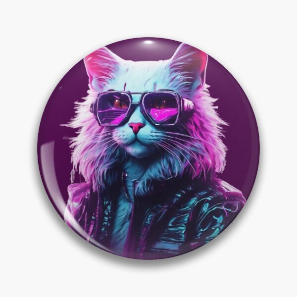 Item preview, Cyber Disco Cat - Neon 80s Vibes designed and sold by WILD-WILD-CAT.