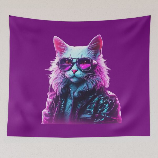 Item preview, Cyber Disco Cat - Neon 80s Vibes designed and sold by WILD-WILD-CAT.
