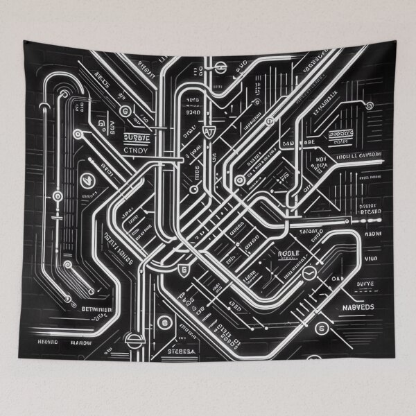 Item preview, Underground Map Black and White designed and sold by Simplybe1.