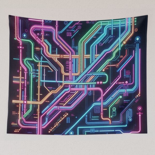 Item preview, Underground Map Colorful Neon designed and sold by Simplybe1.
