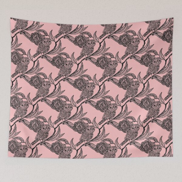 Item preview, Pastel pink Owl and Floral Pattern – Medieval Manuscript Inspired Design Illustration by jemma jamie skidmore  designed and sold by Jemma Jamie Skidmore.