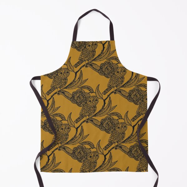Item preview, Golden mustard  Owl and Floral Pattern – Medieval Manuscript Inspired Design Illustration by jemma jamie skidmore  designed and sold by Jemma Jamie Skidmore.