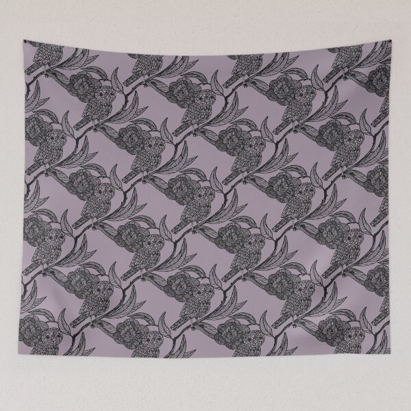 Item preview, Lavender Owl and Floral Pattern – Medieval Manuscript Inspired Design Illustration by jemma jamie skidmore  designed and sold by Jemma Jamie Skidmore.