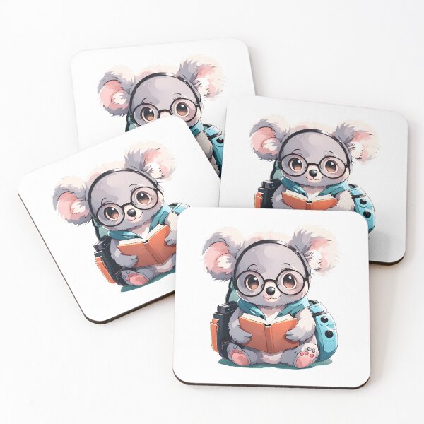 Item preview, Cute Koala Reading a Book with Glasses and Backpack  designed and sold by RetroPop23.